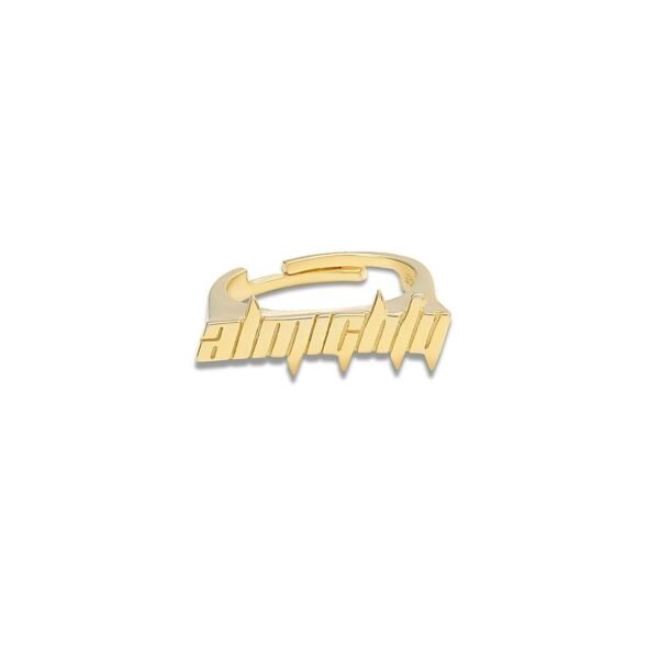 Gold-plated adjustable logo ring with minimalist design