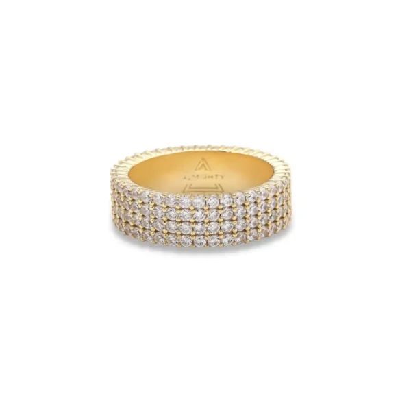 Gold-plated four rows eternity ring