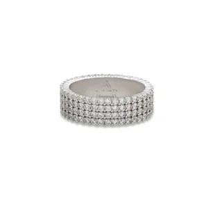 Whitegold-plated four rows eternity ring