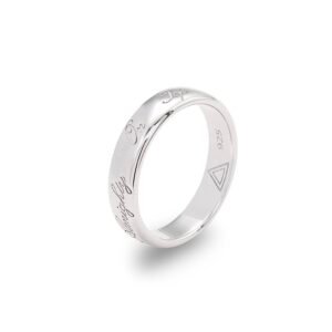 Sterling silver band ring with Almighty script engraving