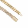 Comparison of plain and diamond-set yellow gold cuban link chains showing both sides