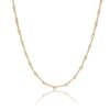 Gold dog bone link chain necklace against white background