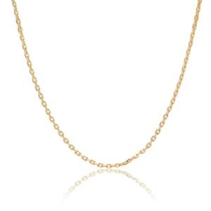 Gold cable link chain necklace against white background