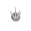 Silver-tone devil smiley pendant with lightning bolt eyes and cubic zirconia pavé