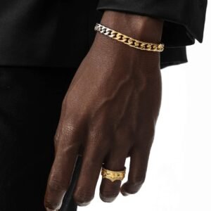 Gold Majesty Ring with Two-Tone Cuban Bracelet
