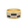 Gold-plated ring with square malachite stones and crystal accents