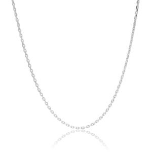 White Gold cable link chain necklace against white background